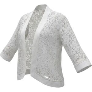 Meaneor Womens‎ XL  White Lace Kimono Boho Cardigan Open Front Sheer Cover Up